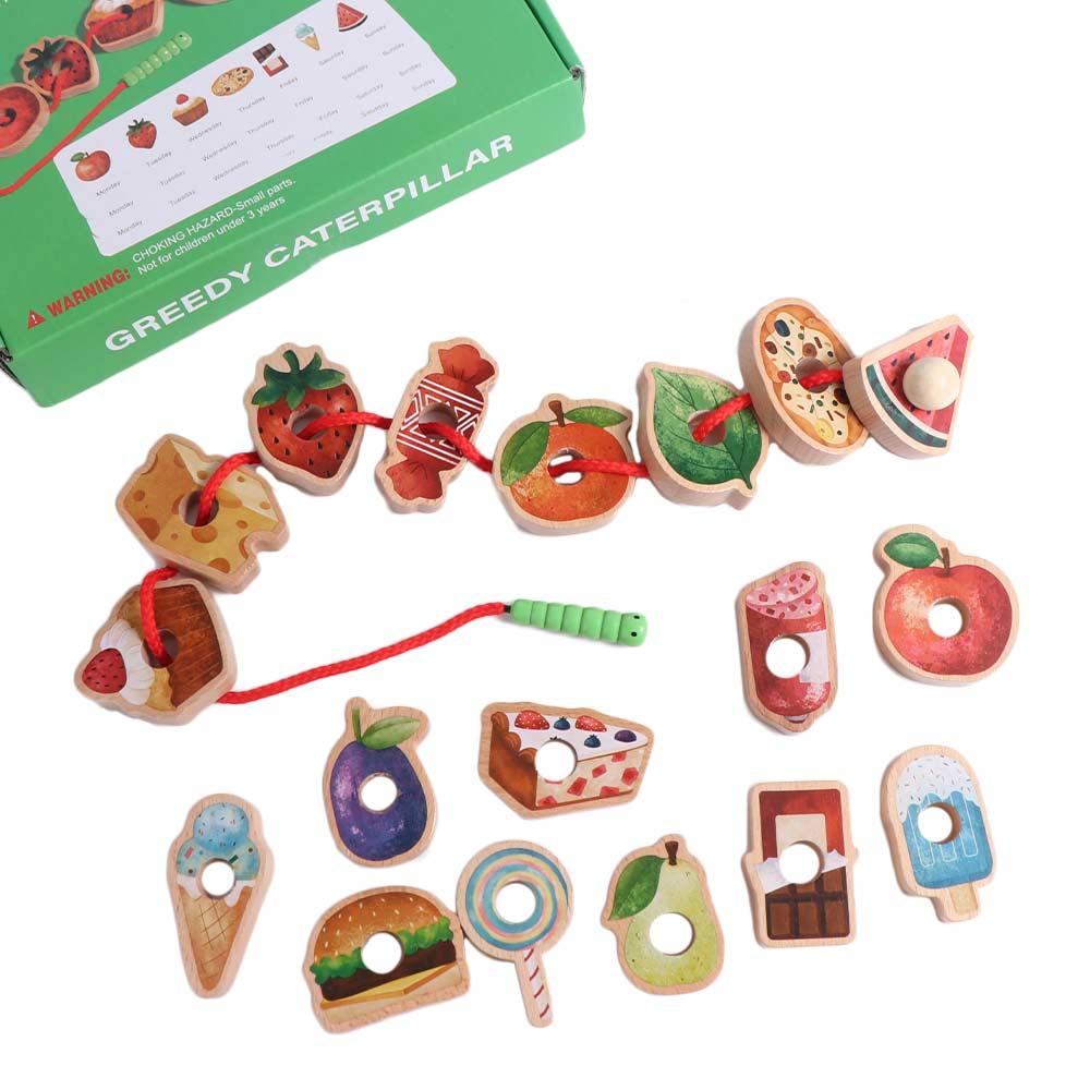 Caterpillar Food Baby Threading Games Lacing Beads Learning Toy Baby Toddlers Kids
