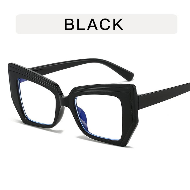 Retro Color Block Cat Eye Flat Top Blue Light Glasses for Women - Fashionable Polygonal Frames