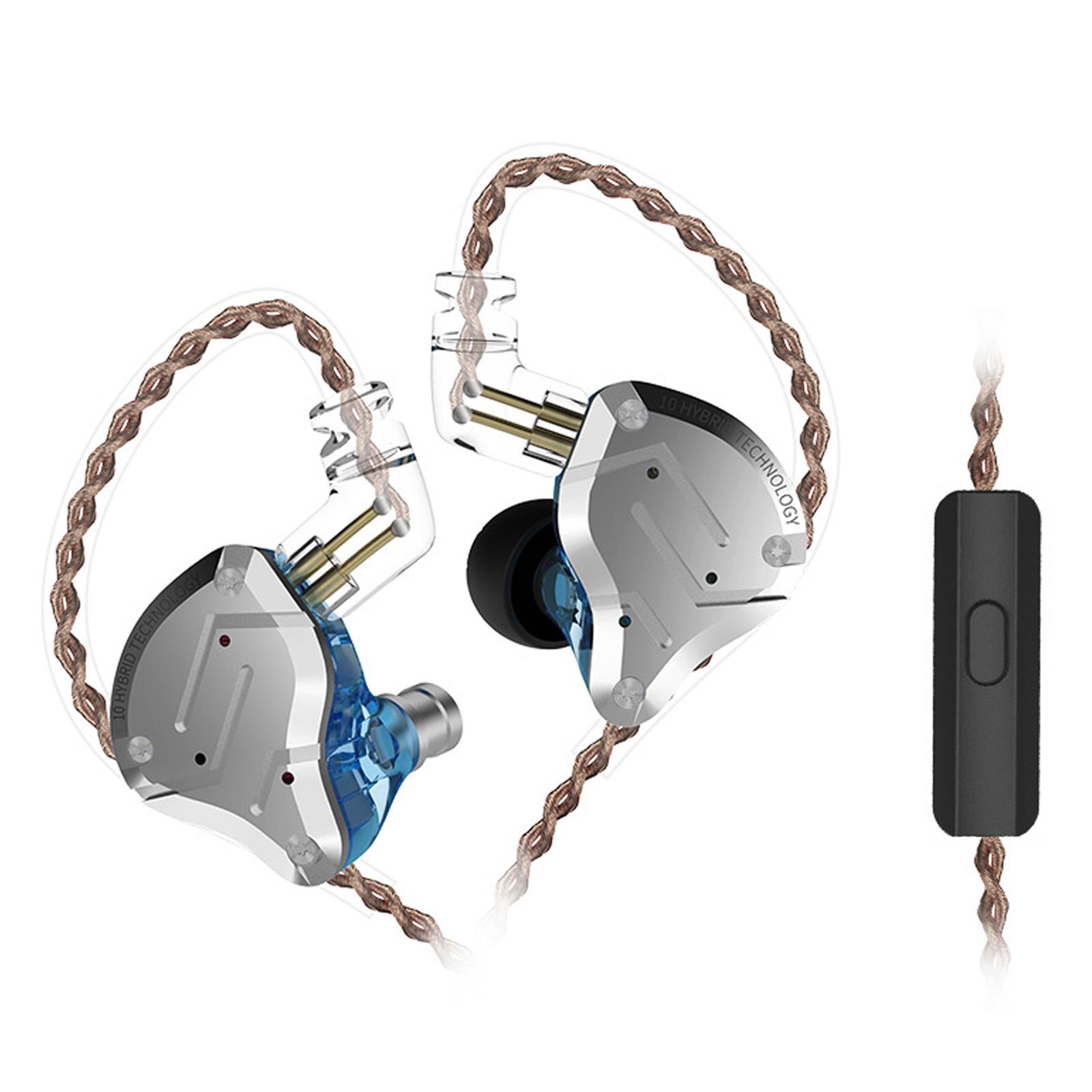 KZ ZS10 Pro Cuffie intrauricolari cablate da 3,5 mm 1DD + 4BA Cuffie sportive ibride HiFi per musica 2 pin With Mic blu