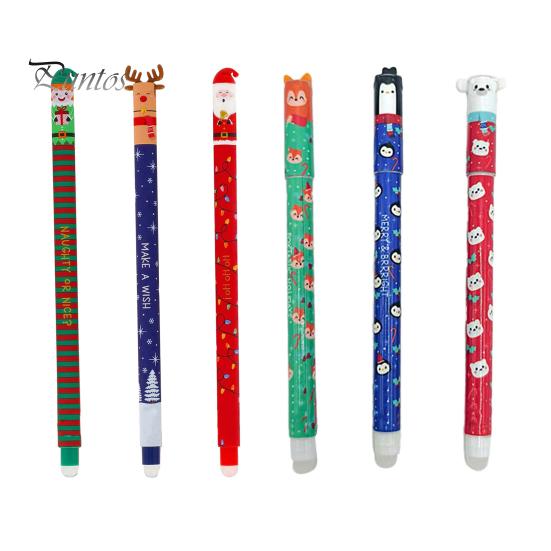 Reindeer Pen Erasable Set Christmas Theme Santa Elf Design Stationery Supplies Smooth Writing Pens for Students Teachers Cute Holiday
