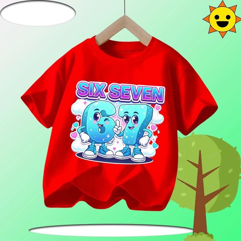 Summer 67 Six Seven Cool Funny Printed T-shirt Kids T-Shirts Fashion Oys Girls Cotton Tee Italian 67 Casual Children Clothes Top