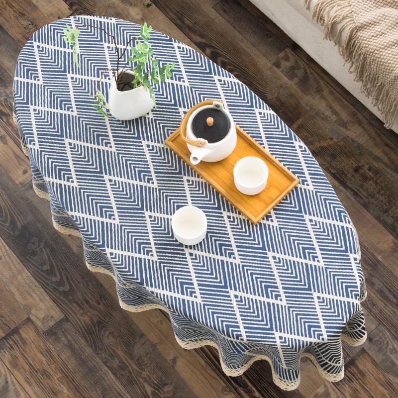 Oval Tea Table American Fresh Small Broken Flower Tablecloth Cotton Linen New Year's Tablecloth Coffee Table for Living Room