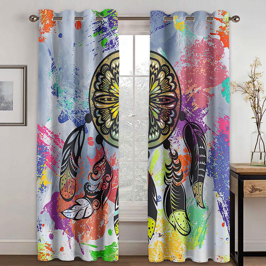 Dreamcatcher Printed Woven Curtains Two Independent Curtains On The Left and Right Blackout Curtains for Bedrooms