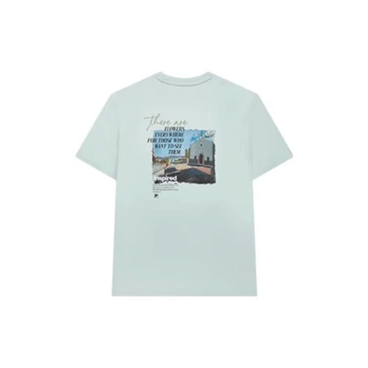 FILA X The Met Logo Print Crew Neck Short Sleeve T-Shirt Men Tops Green F11M330101F-LG