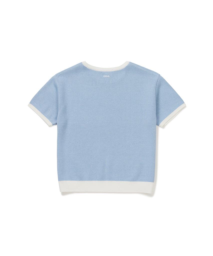 CLOVE [26Sm Clove] Graphic Jacquard Knit Top (Light Blue)