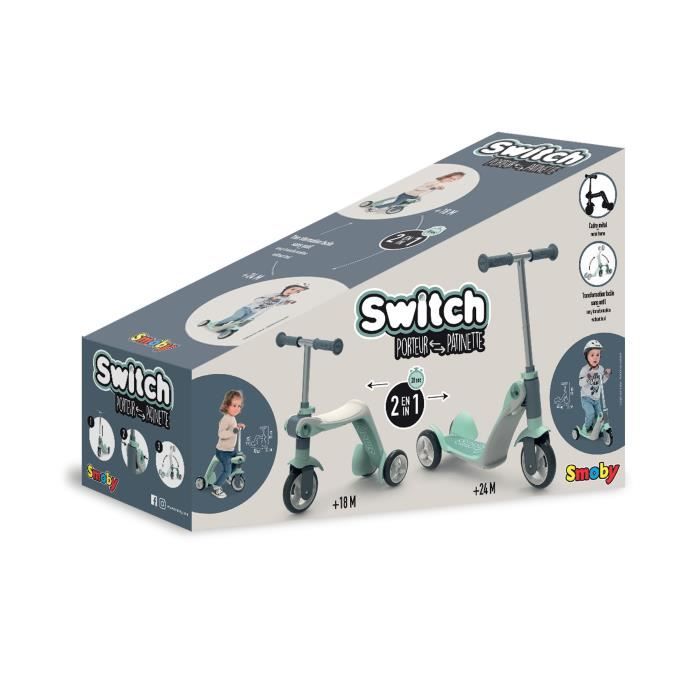 Smoby Bicicletta senza pedali trasformabile in monopattino - 3 ruote - per bambini da 18 mesi a 4 anni