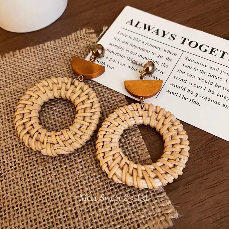 Bohemian Feather Seed Bead Tassel Earrings - Retro Ethnic Dangle Jewelry