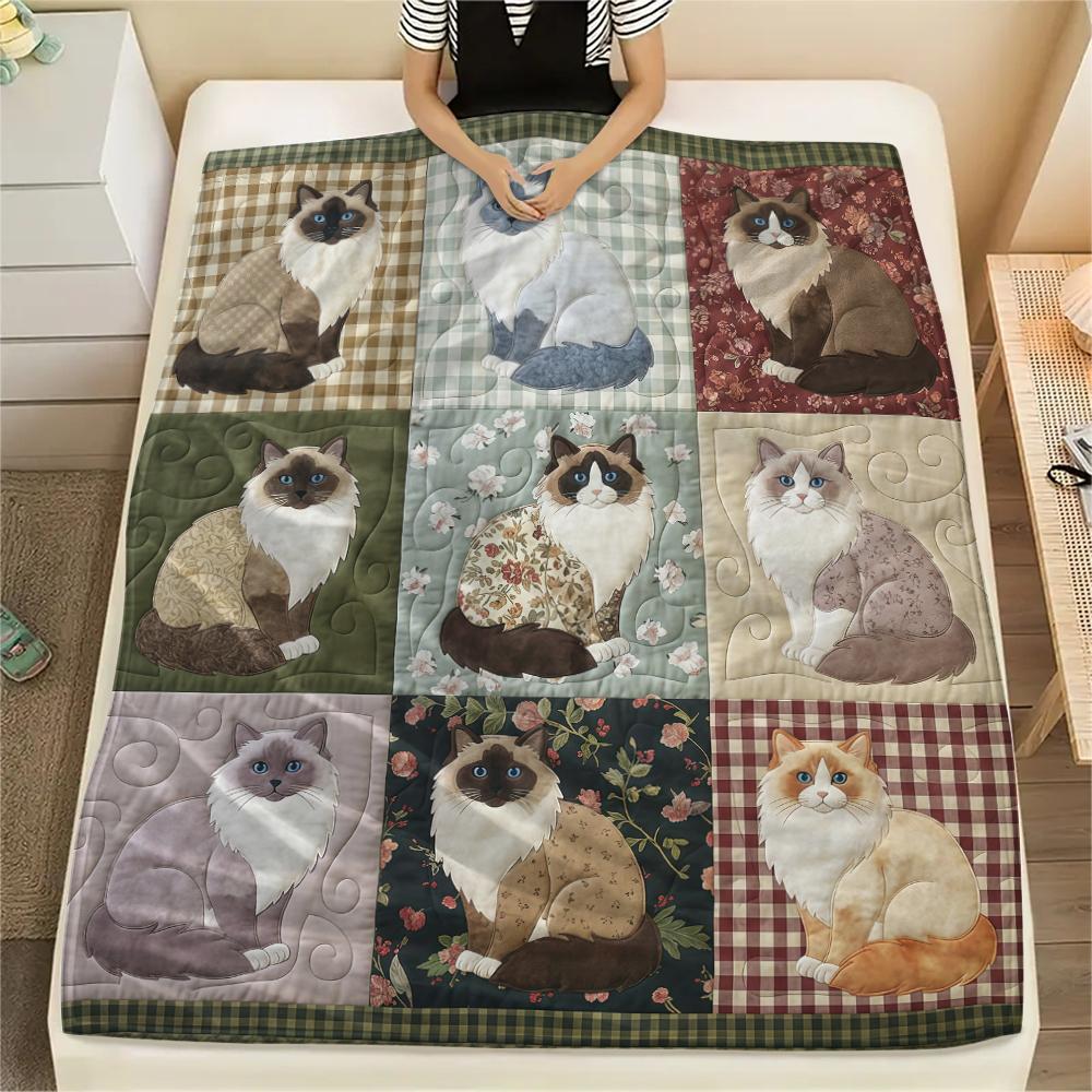 Nine grid dog cat fabric Print Flannel Blanket,High quality Comfortable for All Seasons,Home Decor,Warmth and Comfort,Perfect for Christmas Gifts