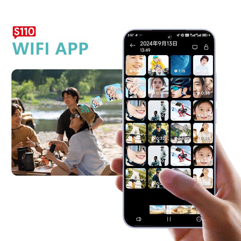 Fpv Brýle Kamera Nositelná Wifi Videokamera Videokamera 110° Širokoúhlý Objektiv Stabilizace Obrazu Vestavěná Baterie Ovládání Aplikací Fpv Kamera