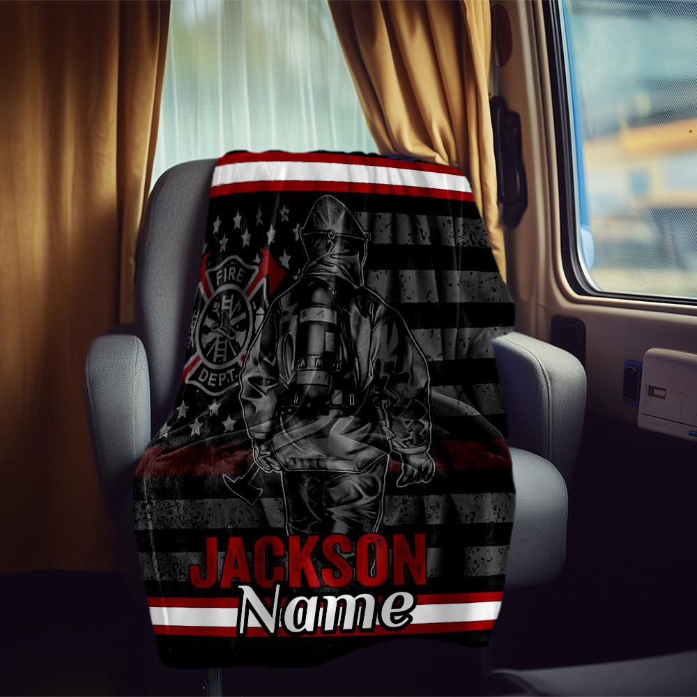 Firefighter Theme Rv Customize Your Name Blanket Comfortable Soft Lightweight Multiseasonal Blanket For Travel Camping Picnics Sofas Rvs Beds Living
