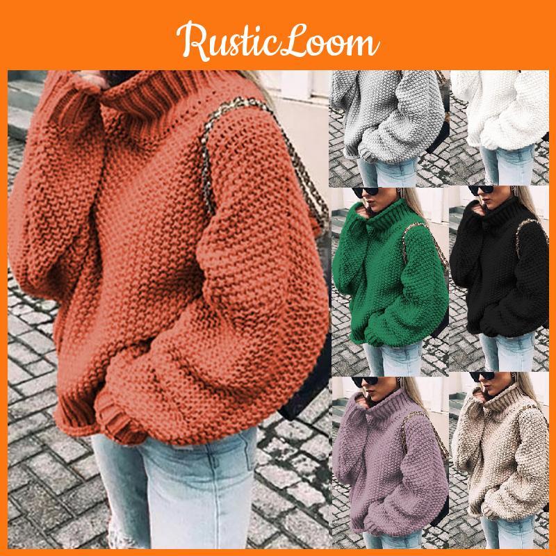 Stylish Winter Women's High Neck Pullover Long Sleeve Sweater For Ultimate Warmth
