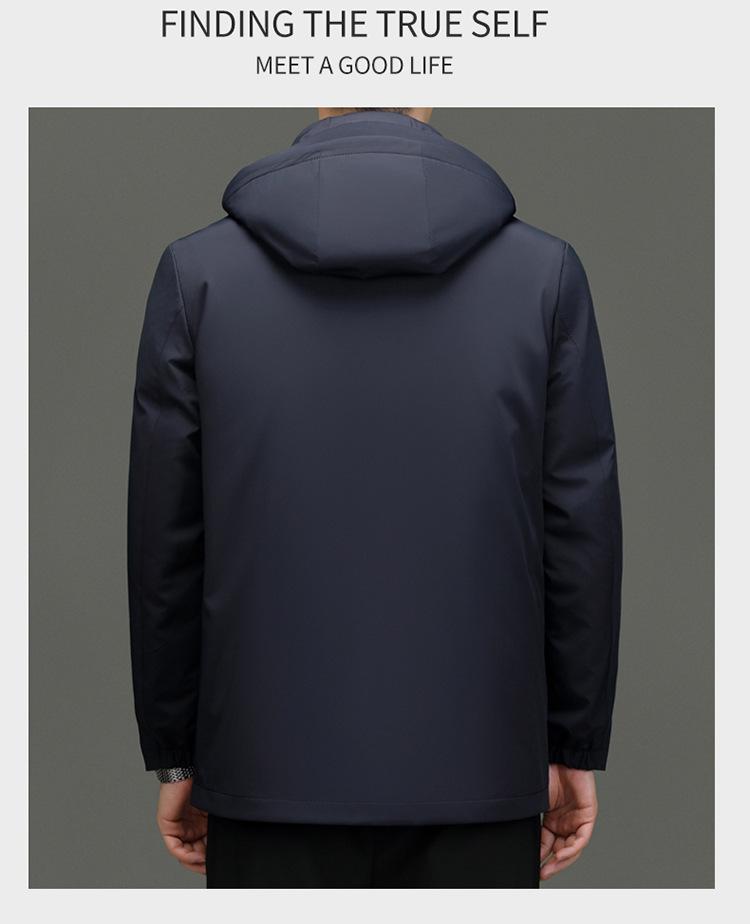 Men's High-End Winter Down Jacket: Middle-Aged & Elderly Business Casual, Thickened Warm Hooded Coat