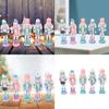 6pcs Festival Wood Soldier Figurines Holiday Nutcrackers Ornament in Soft Color for Creative Party Decoration