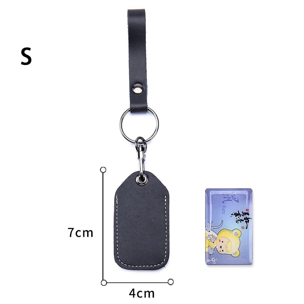 Bag Hook Card Holder Access Tags Cow Leather Keychain Key Tag Ring ID Card Case Leather Key Holder