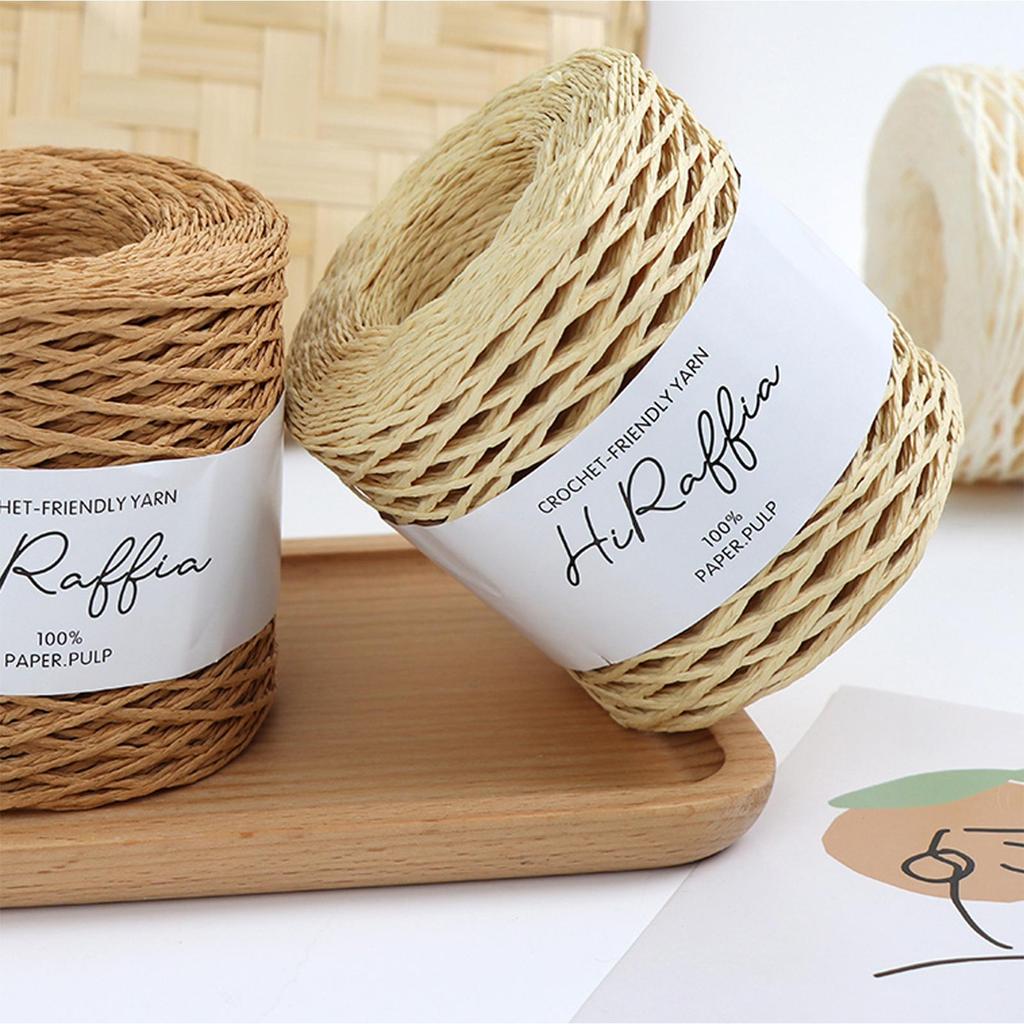 150m/roll Raffia Ribbon Yards Raffia Yarn For Crocheting Knit Wire Natural Color Matte Texture Raffia Paper Ribbons DIY Handmade