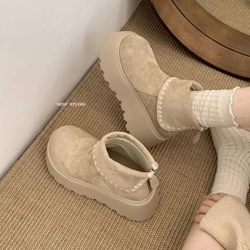 Winter Women Short Tube Warm Snow Boots Suede Comfort Warm Cotton Ankle Boots Trend Cold Resistant Women Short Boots Botas Mujer