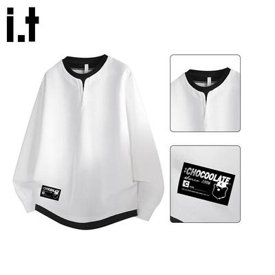Men's Waffle Knit Fake Two-Piece Sweatshirt