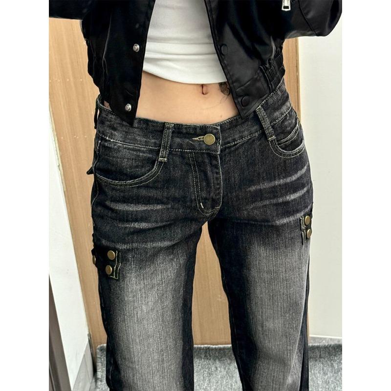 High Waist Straight Leg Jeans for Women Plus Size American Retro Loose Fit Wide Leg Trousers