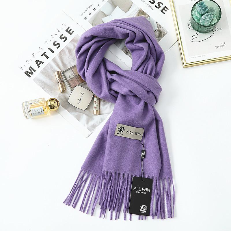 High-End Women's Wool Scarf - Cashmere Feel, Solid Color, Autumn/Winter, Unisex Versatile Shawl