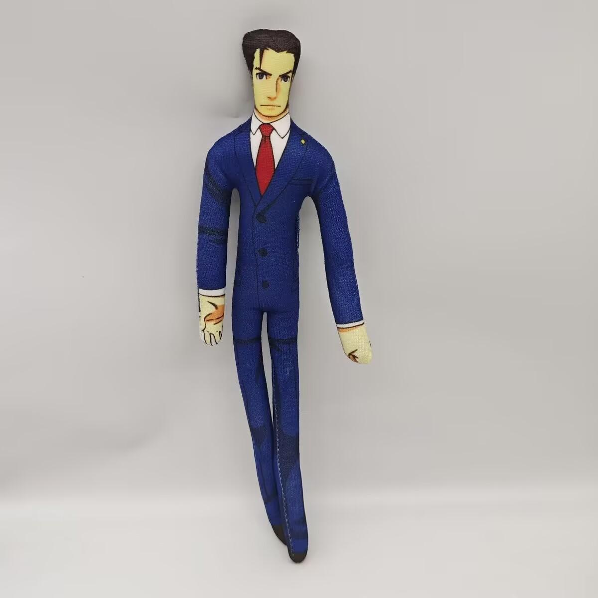 

Мягкая кукла-косплей Феникс Райт из игры Ace Attorney, фигурка Майлза Эджворта с каркасом из проволоки, аксессуары, подарки. 28cm