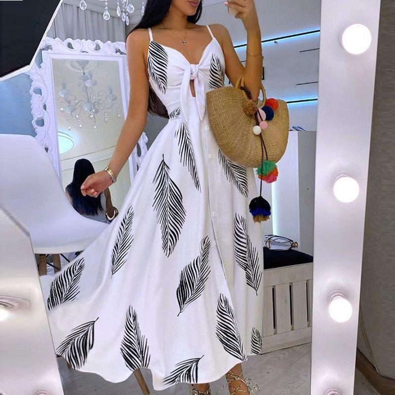 2025 New European & American Floral Lace-Up Spaghetti Strap Long Dress