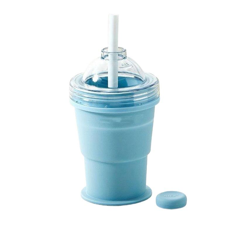 2026New Portable Foldable Ice Ball Cup With Built-in Straw Food-Grade Silicone Ice Maker Mold Summer Outdoor Travel Tumbler
