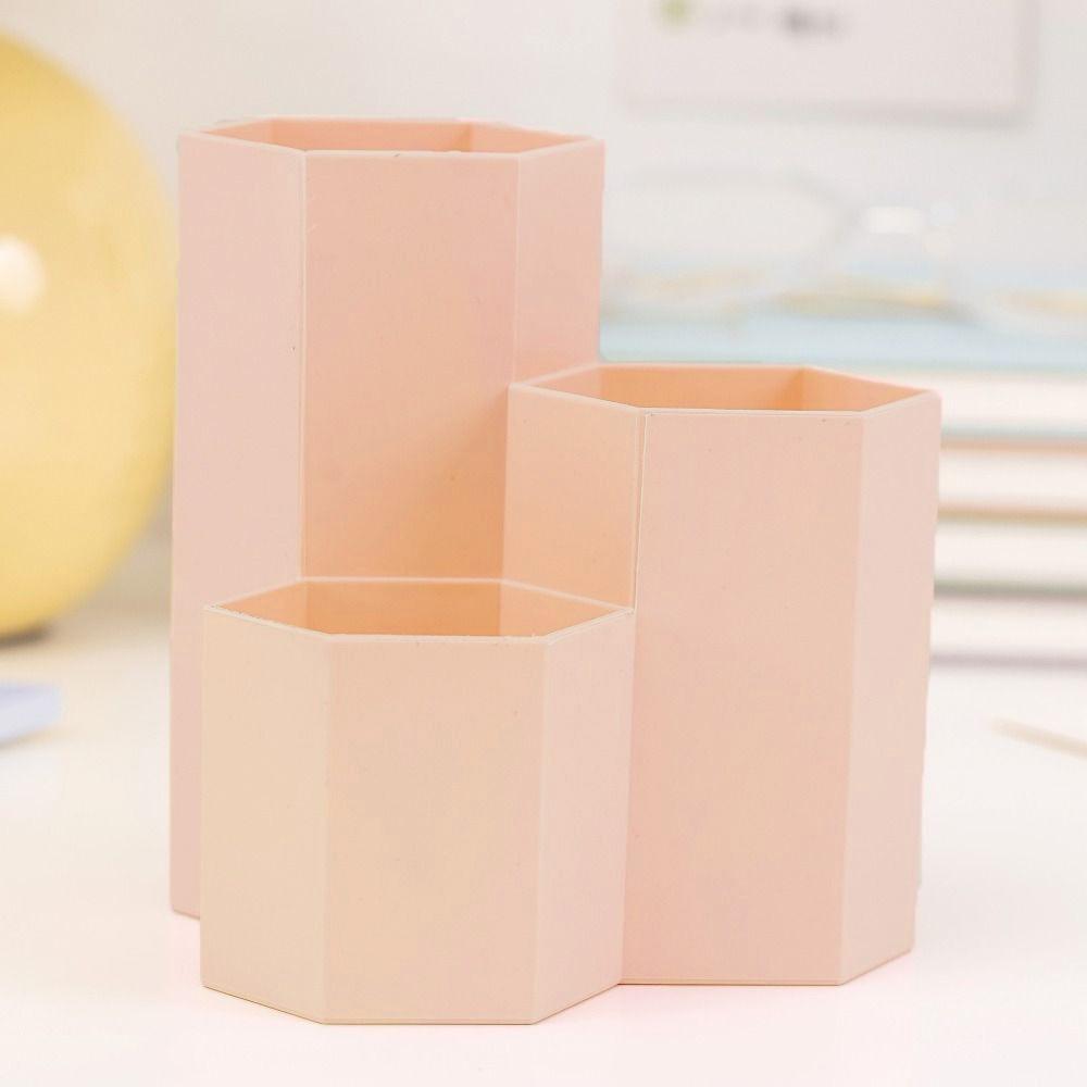 Large-capacity Pencil Case 3-Grid Desktop Organizer Multifunctional Pen Holder Student