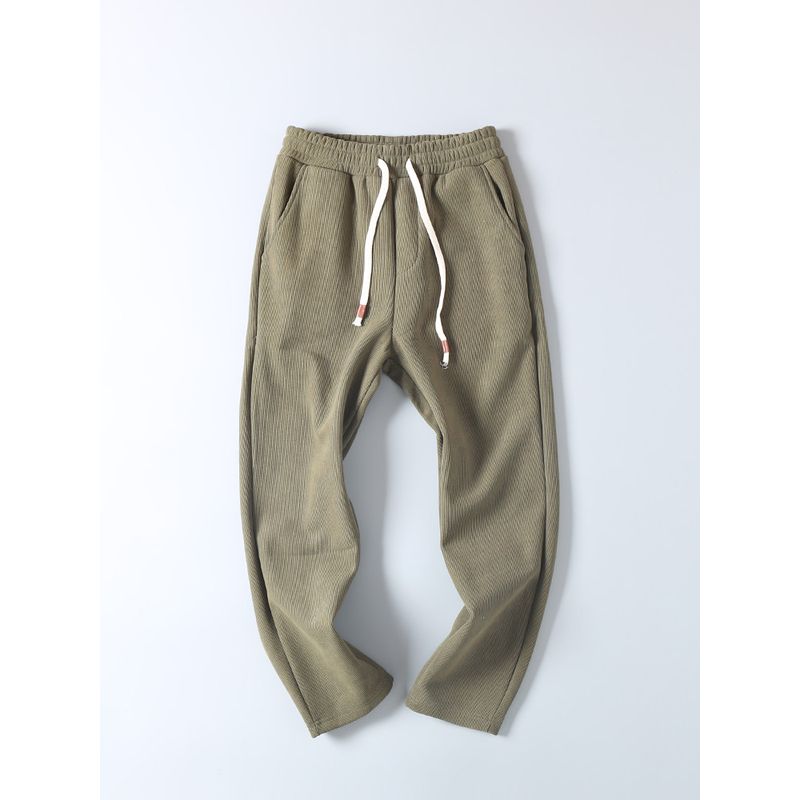 450G Heavy Weight Corduroy Fleece-lined Thick Casual Trousers Men Autumn and Winter Wild Loose Straight Drooping Warm-Keeping Pants