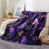 Purple Flower Butterfly  Print Flannel Blanket, High quality Comfortable for All Seasons, Home Decor, Warmth and Comfort