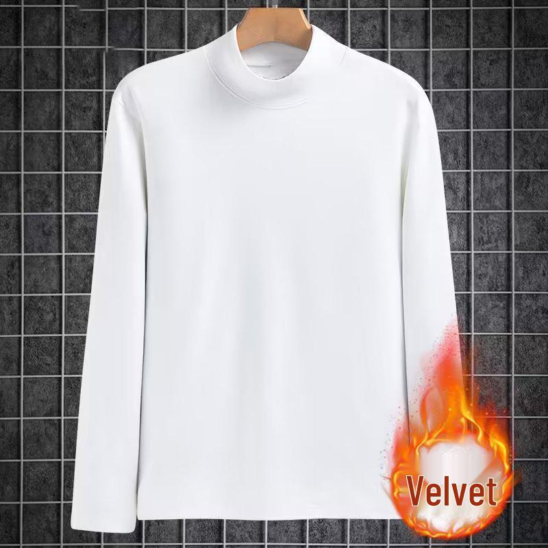 Men's Trendy German Velvet Warm Innerwear - Autumn/Winter Simple Slim Fit Half-High Collar Long-Sleeve, Large Size.