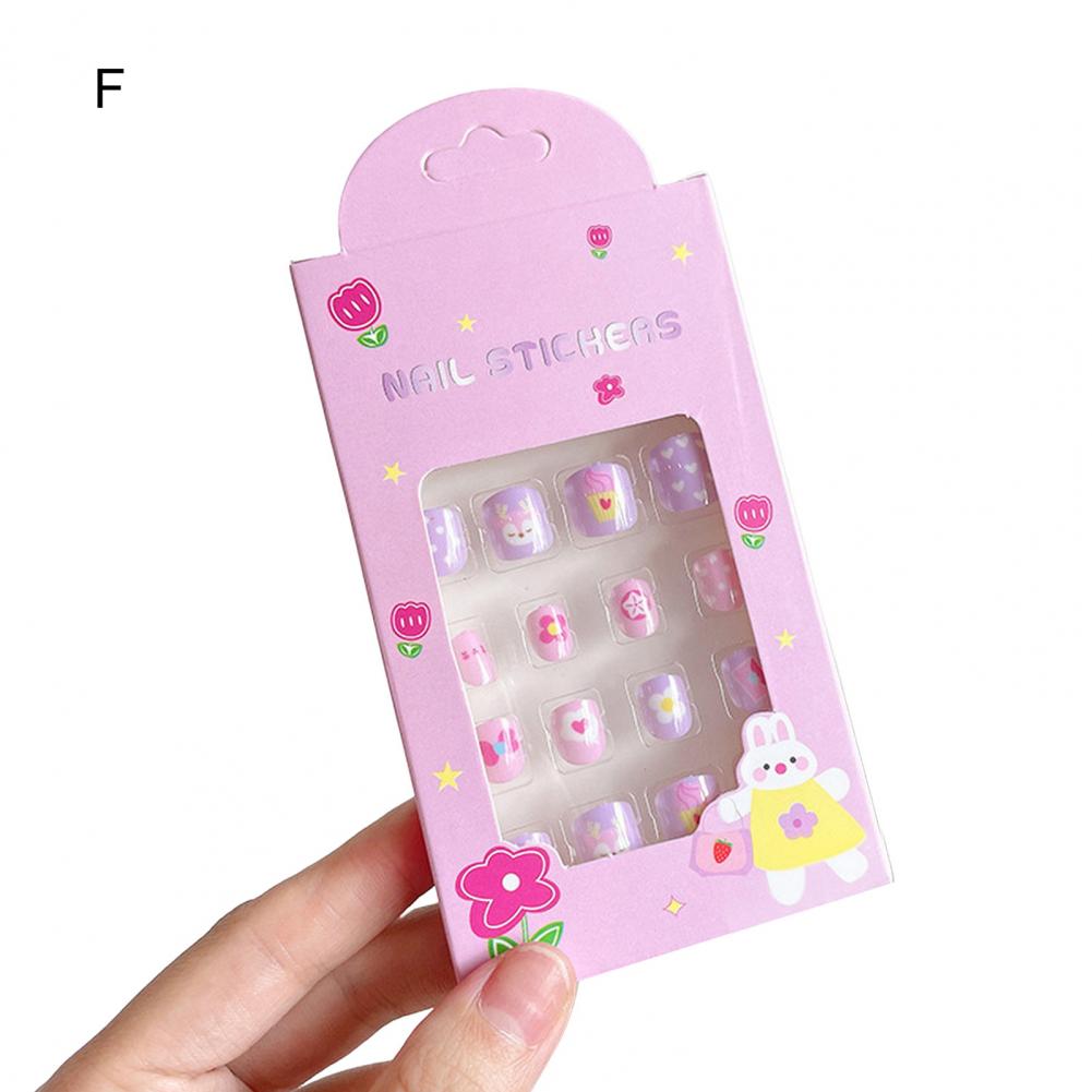 Kids Fake Nails Easy-to-apply Kids Nails Kawaii Kids Fake Nail Art Stickers Set Creative Diy Nail Kit for Fashionable Nail