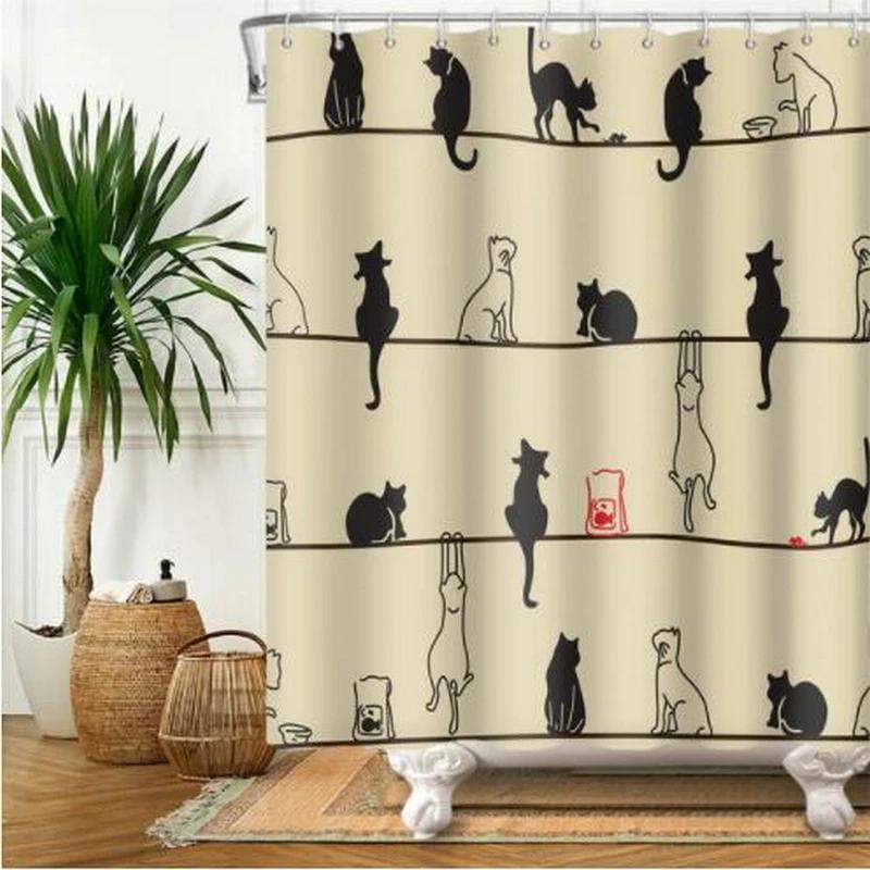 Funny Animal Shower Curtains Bath Courtain Decor Cute Cartoon Cat Dog Sea Turtle Fish 3d Kid Creative Bathroom Accessories Set
