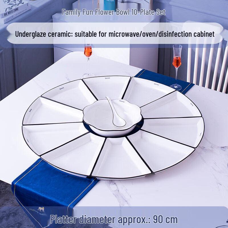 Nordic Fan-Shaped Ceramic Sectioned Platter Set