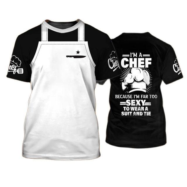 Chef T Shirt Fake Suit Cook Print Tee Summer Quick Dry Funny Uniform Oversized Short Sleeve Top High Quality O-neck Men T-Shirts
