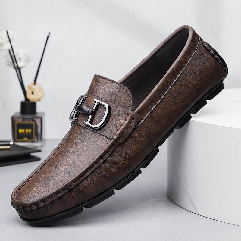Fashion Men's Genuine Leather Loafers Slip-On Casual Shoes Comfortable Soft Sole Classic Driving Moccasins for Men Business Dress Shoes