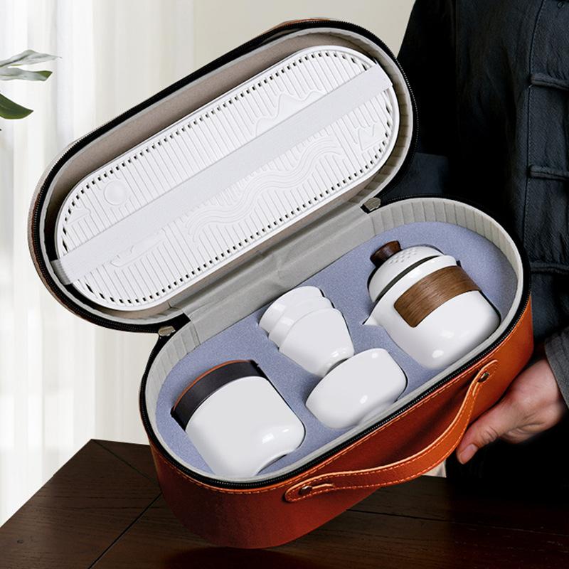 Travel tea set Portable suet jade express cup Business event souvenir