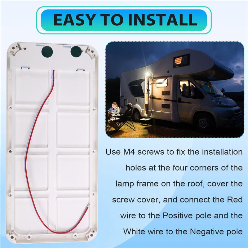 RV Interior Light 96LED 3 Color Dimmable Interior Lighting 12V-30V Ceiling Dome Light For Campers RV Truck