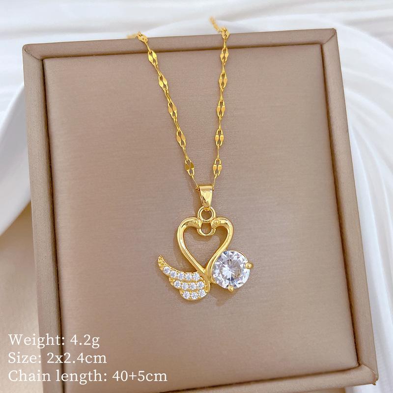 

Love Mandarin Duck Playing In The Water Full Of Diamonds Temperament Gorgeous Full Of Diamonds Necklace Female Versatile Collarbone Chain