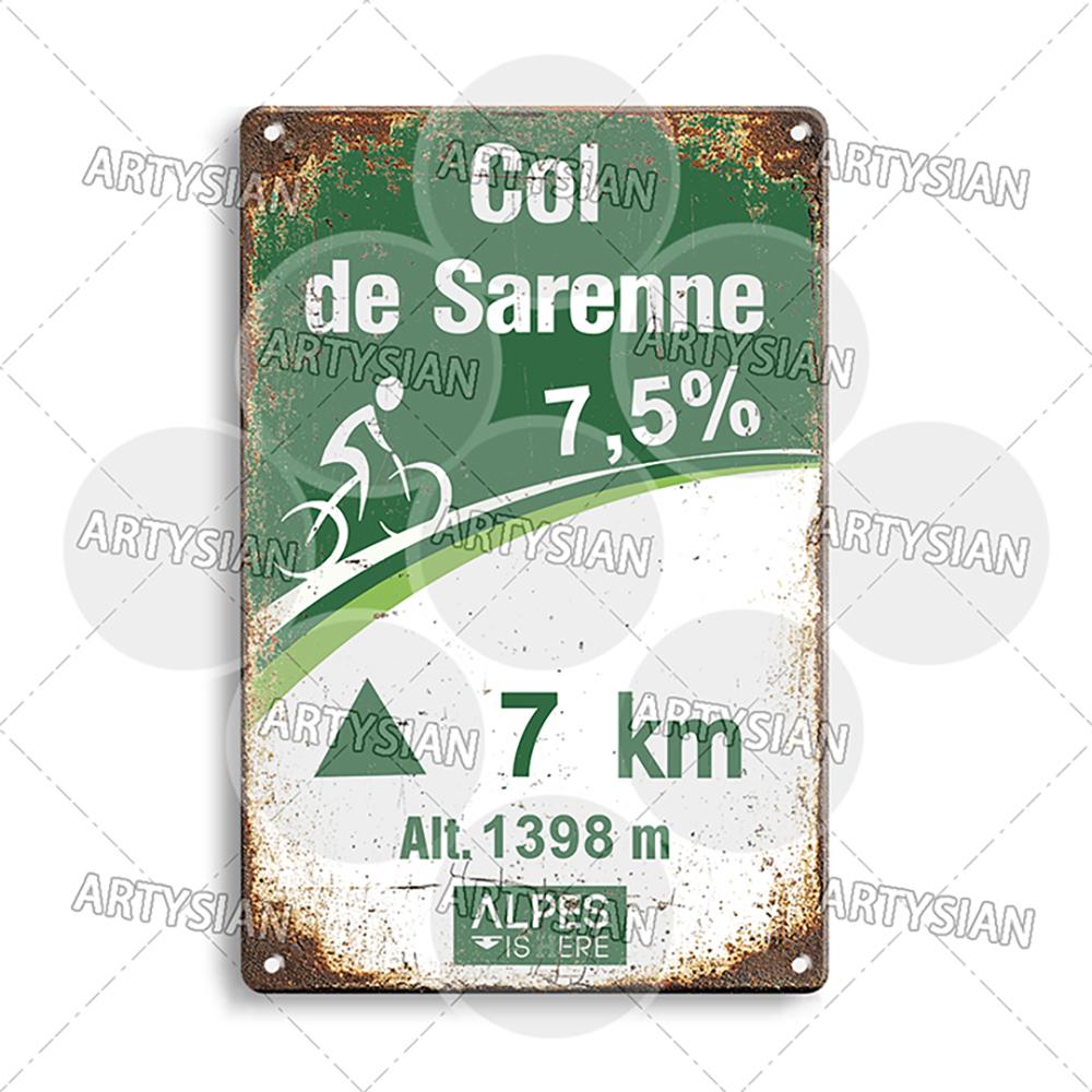 

Tour de France Metal Sign Cycling Plaque Paves Du Paris Roubaix Col du Galibier Col de Sarenne Alpe d Huez Mont Ventoux Glandon 20x30cm（7.8x11.8inch）