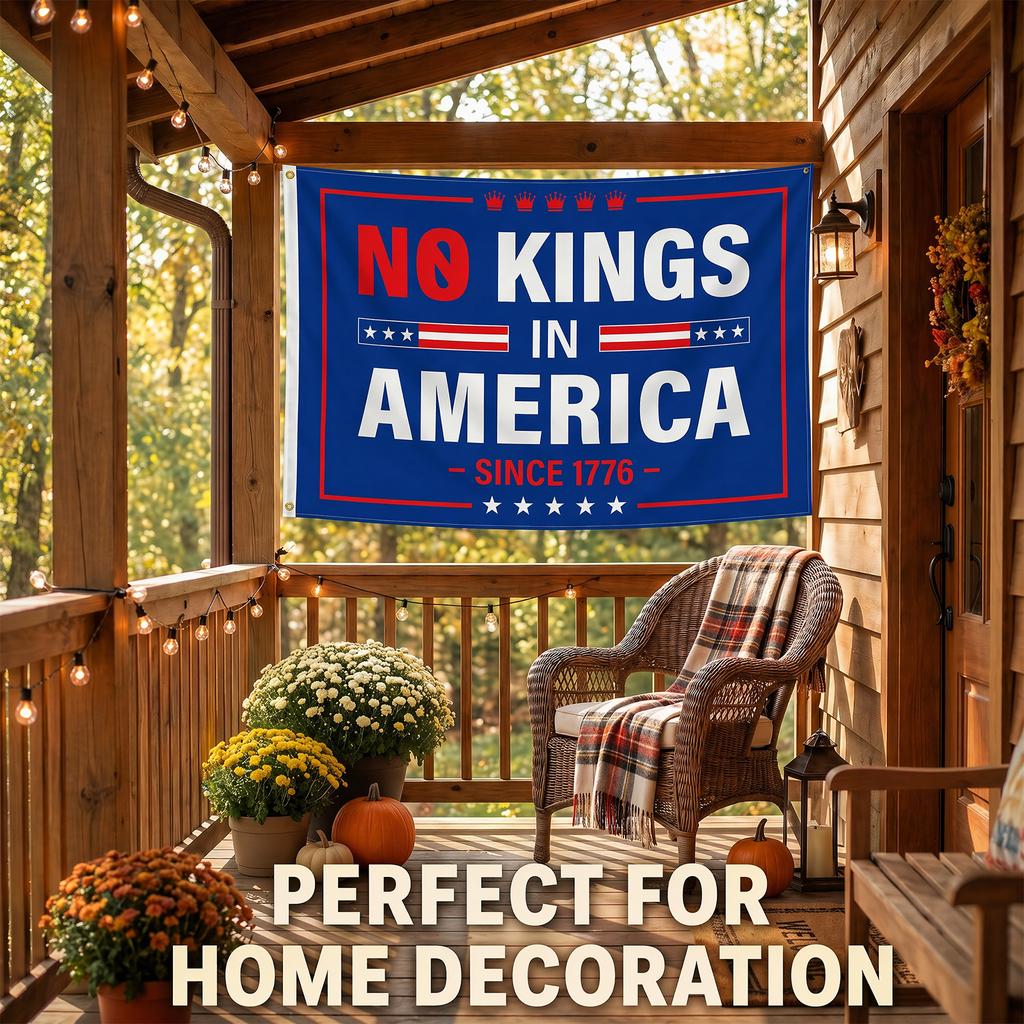 Keine Könige in Amerika Flagge 4x6 Fuß Doppelseitiges Polyester Banner Gartenbanner USA Patriotische Haus- und Hofdekoration Außen Dekorative Flagge