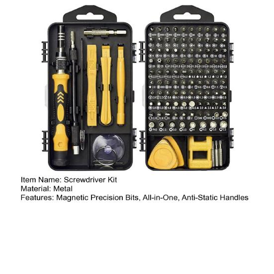 Screwdriver Kit 122 in 1 Anti-Static Handles Magnetic Precision Repair Tool Set with Chrome-Vanadium Steel Bits Magnetizer Demagnetizer Tool