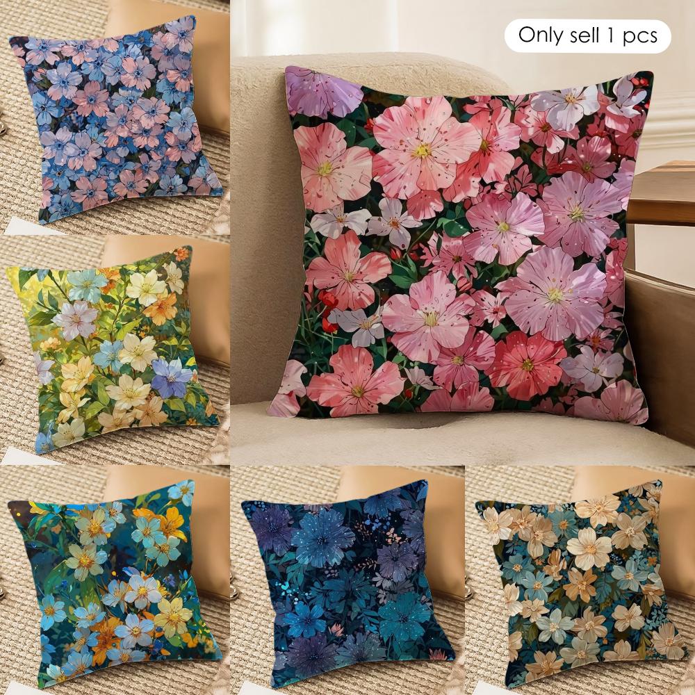 Classic Art Floral Pattern Cushion Cover Soft Plush Fabric DoubleSided Printed Cushion Covers for All Seasons Home Decor