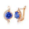 MINTHA Orecchini a Clip alla Moda Matrimonio Quotidiano Gioielli di Moda Orecchini in Zirconia Cubica Blu per Donna Orecchini Colore Oro Rosa