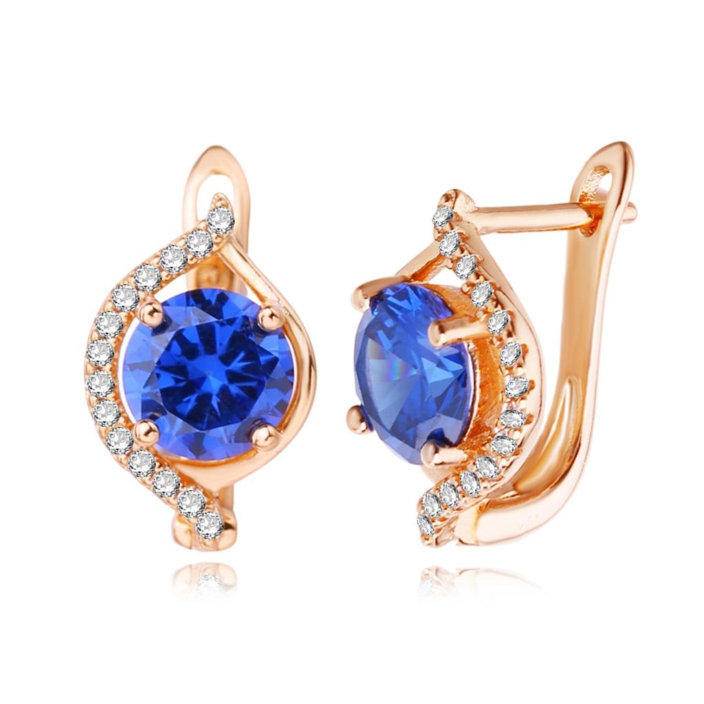 MINTHA Orecchini a Clip alla Moda Matrimonio Quotidiano Gioielli di Moda Orecchini in Zirconia Cubica Blu per Donna Orecchini Colore Oro Rosa