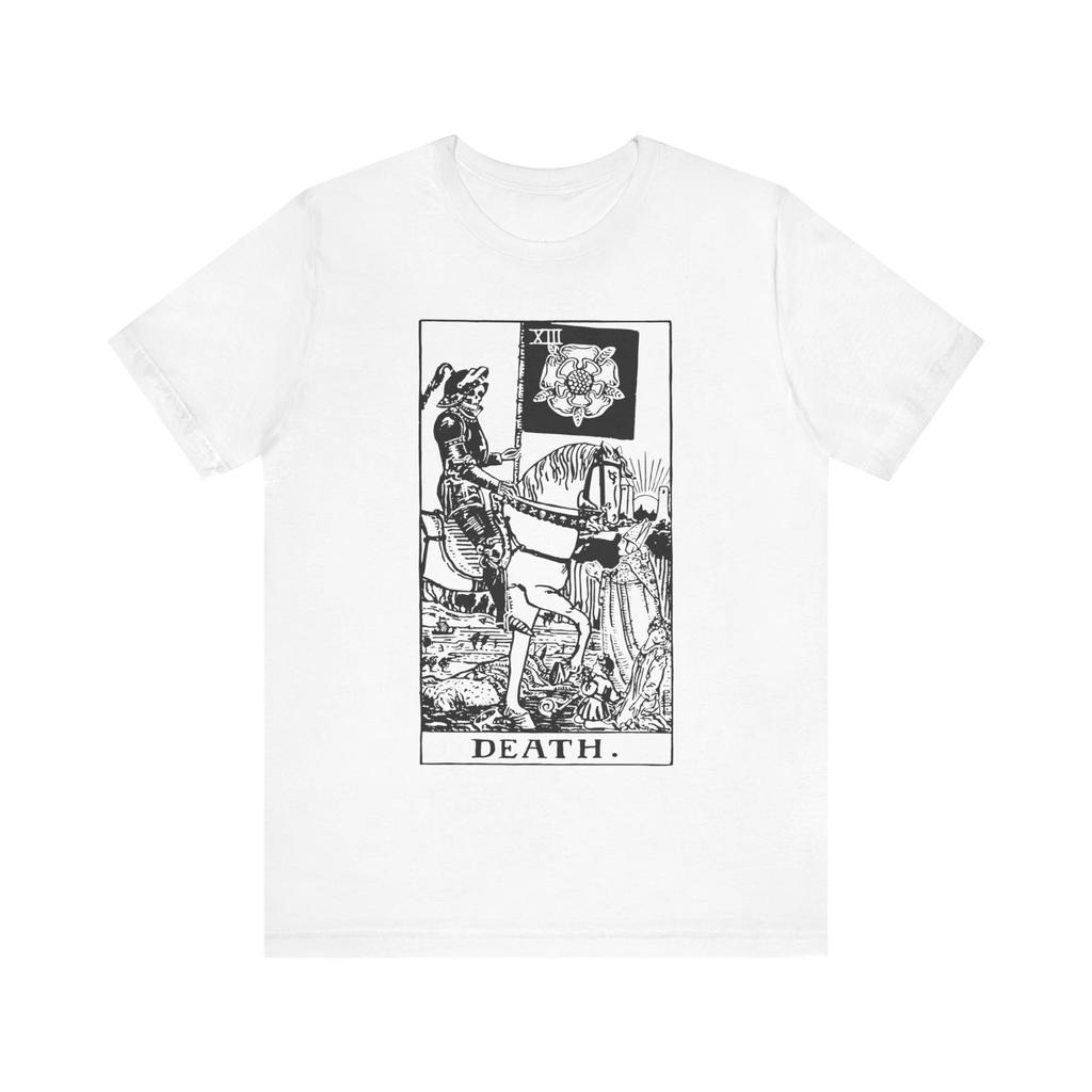 Summer Men's Death Tarot Card Printed Casual Round Neck T-shirt Retro Soft Breathable 100% Cotton Large Short Sleeve