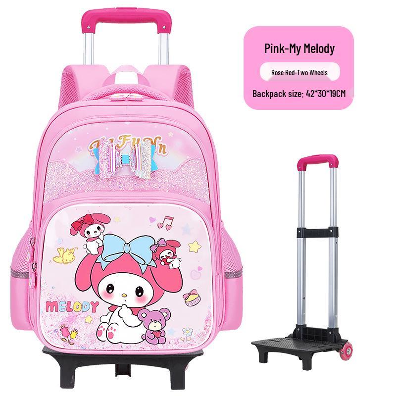 Lightweight Trolley Schoolbag for Primary School Girls - Large Capacity Backpack for Grades 1-6