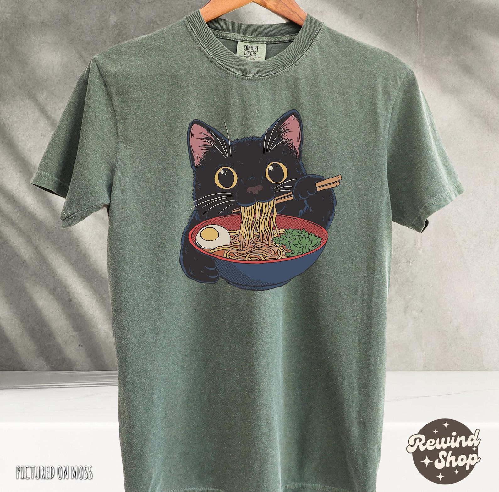 Comfort Colors® Ramen Cat TShirt, Cat Lover Shirt, Kawaii Tees, Anime Cat Shirt, Japanese Shirt, Foodies Shirt, Kitty Tee 4XL