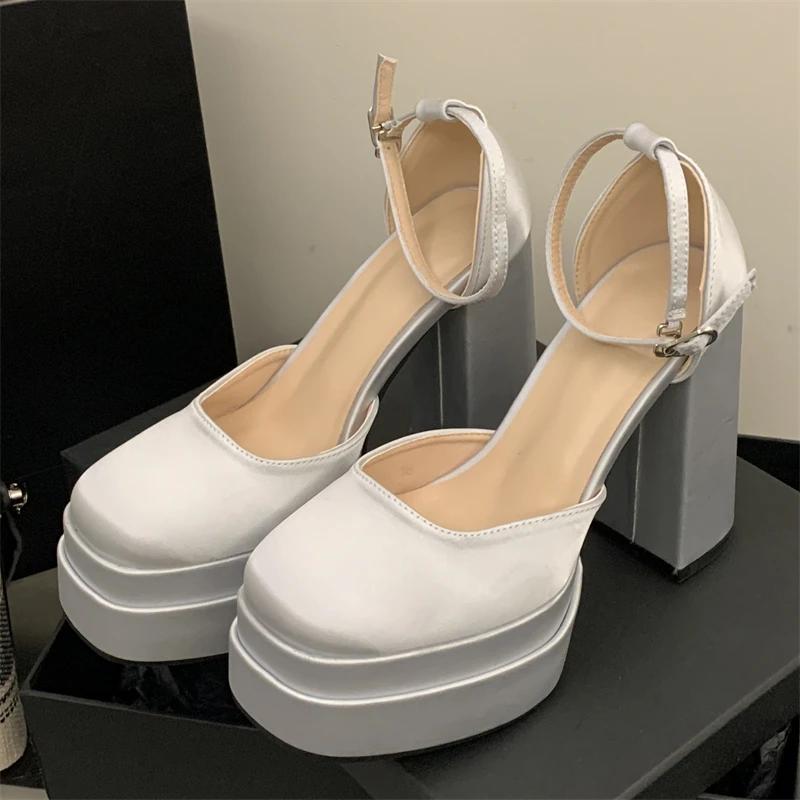 Woman's Shoes 2026 Fashion Round Toe Women Pumps Designer Platform Square Heels Party Dress Shoes High Heels Zapatillas De Mujer