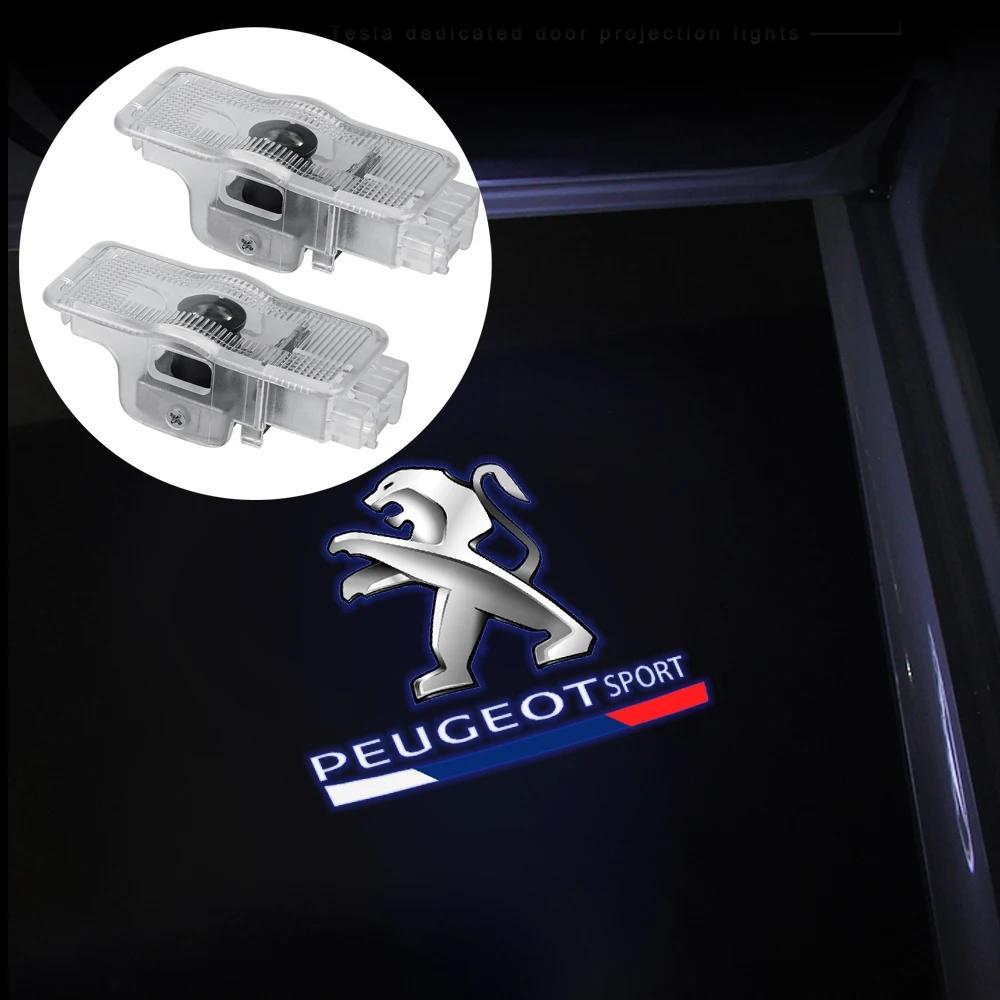 Car Sticker 2025 Hot For PEUGEOT 407 CRZ 508 2PCS HD Car Ghost Shadow Lamp Wireless Welcome Light Auto Door Logo Projector LED D
