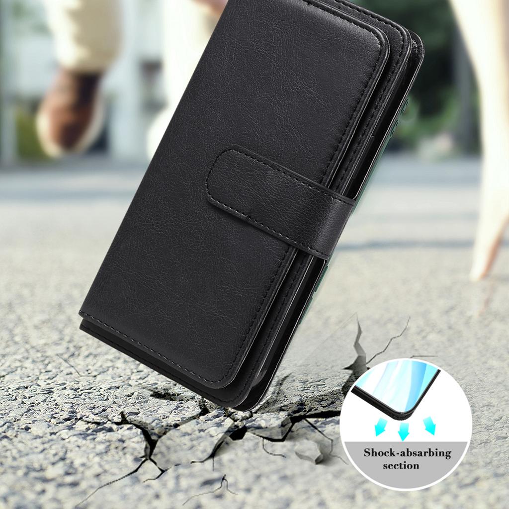 For iPhone 16e Leather Case with 10 Card Holder Phone Cover Stand